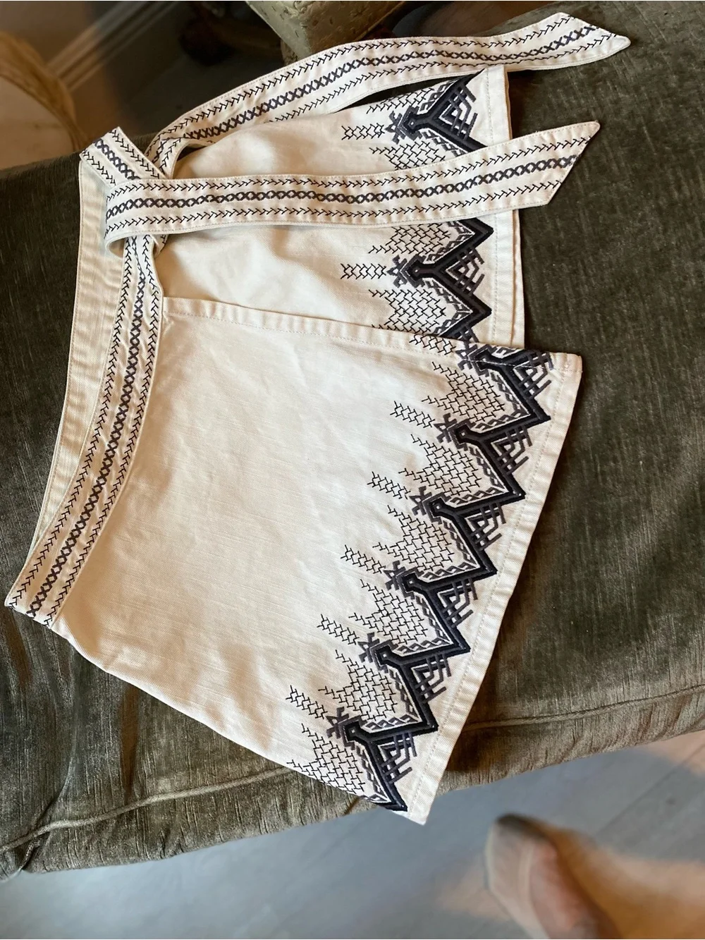 Free People Cream Mini Skirt with Black Embroidered Trim new wotags
